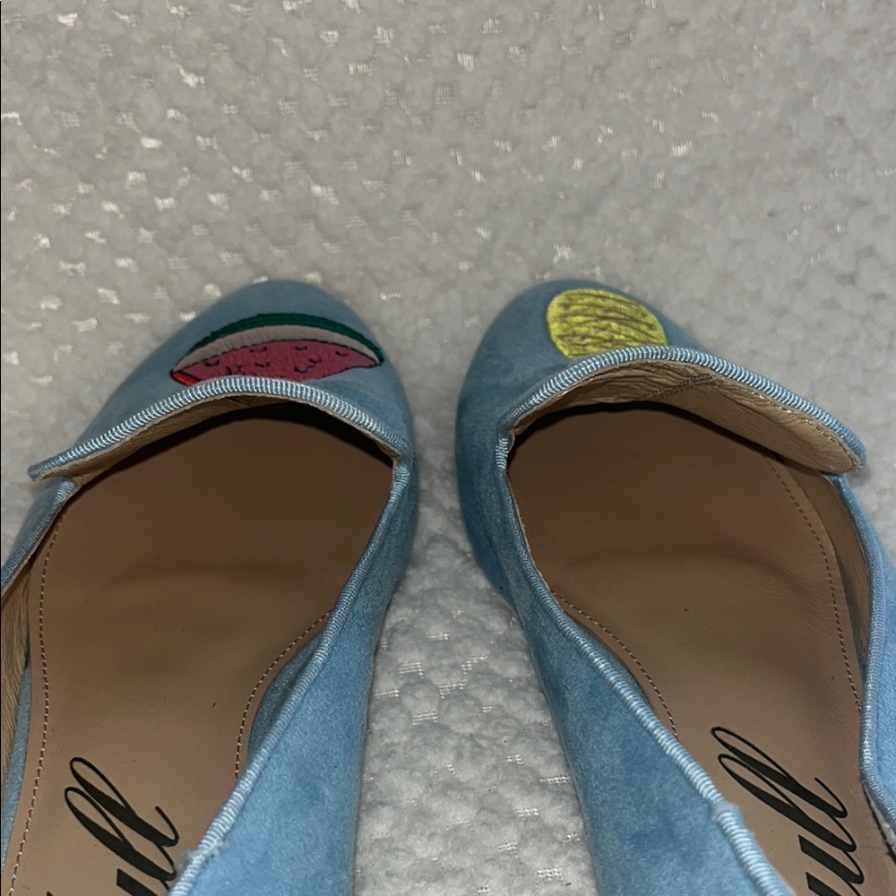 YULL Womens Loafers Blue Embroidered Watermelon and Pineapple size UK 7 US 9 - Picture 4 of 10